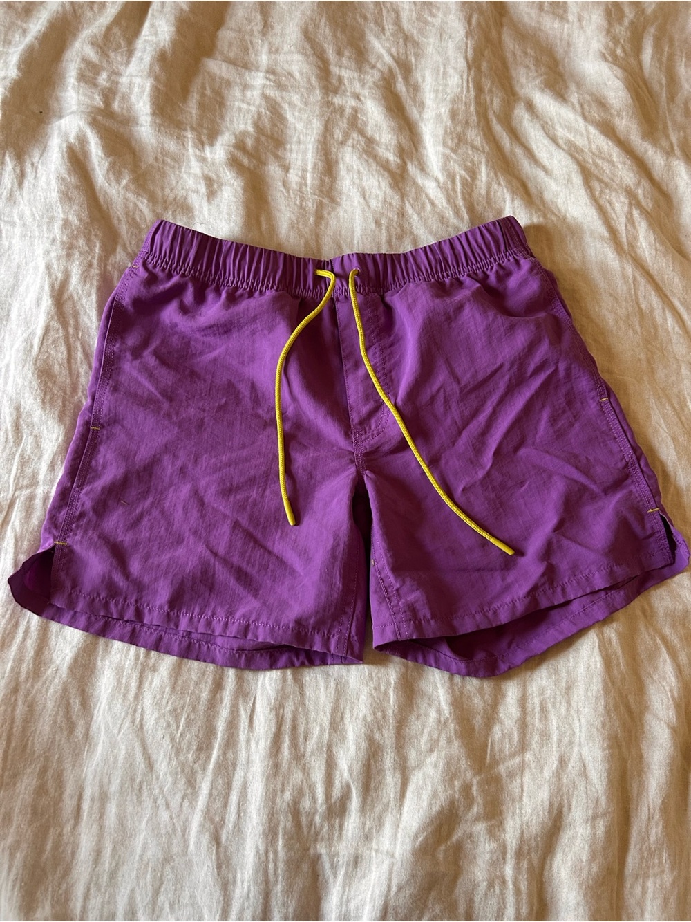 Duluth Women’s Purple Drawstring Shorts with Yellow Tie